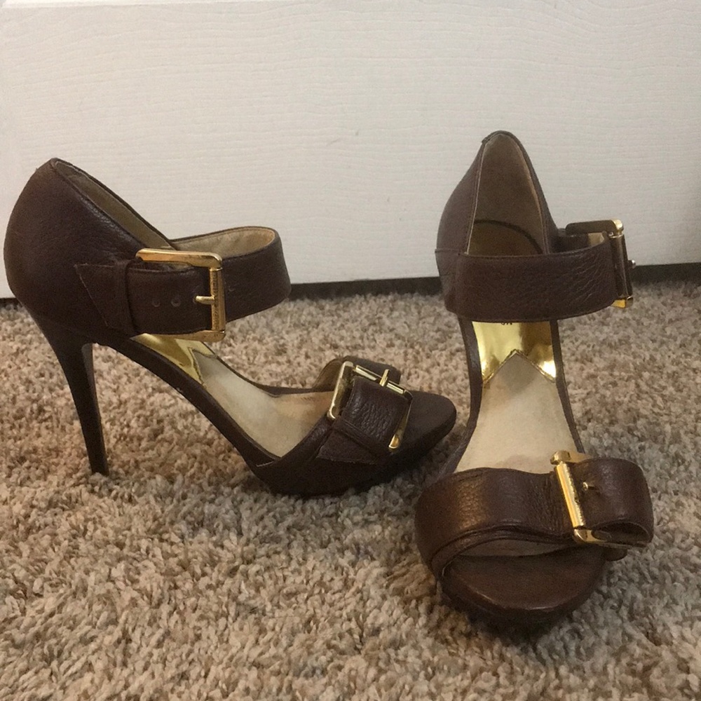 Michael Kors brown leather stiletto heels